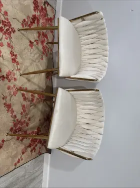 Tgn889 Guyii Set Of 2 Dining Chairs White With Comfortable Cushion For Kitchen