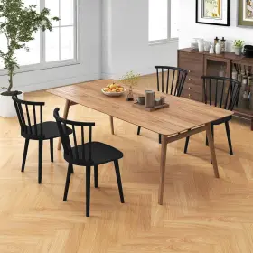 Gym13566 Gymax Black Wood Frame Dining Chair Windsor High Spindle Back Kitchen Chairs Set Of