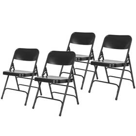 Hampden Furnishings 313044373321 Bernadine Collection Triple Brace Metal Seat Folding Dining Chair Black Set Of