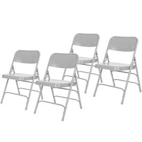 Hampden Furnishings 313113375386 Bernadine Collection Triple Brace Metal Seat Folding Dining Chair Grey Set Of