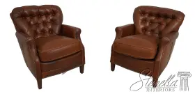 Ra-1035-sav-cov Hancock & Moore L68311 Pair And Model Ra1035 Brown Leather Tufted Back Chairs New