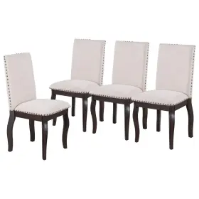 Harper & Bright Designs 195358597606 Farmhouse Set Of 4 Upholstered Fabirc Dining Chairs With Nailhead