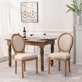 Gccpmncp167546 Harper & Bright Designs French Country Style Cream Linen Upholstered Dining Chair Set Of 2