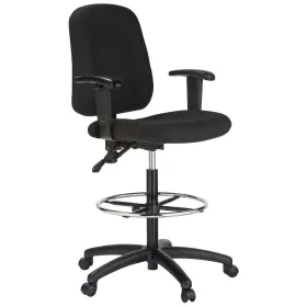 100ke-aa-bk Harwick Contoured Drafting Chair With Adjustable Arms - Black Fabric