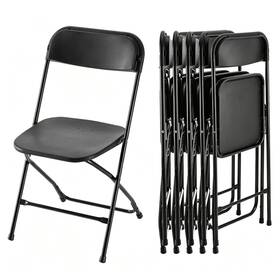 Healsmart 3a88fncharfoldhdpeblkx6v4-a 6-pack Plastic Folding Chair Portable With Metal Frame 330lb Capacity