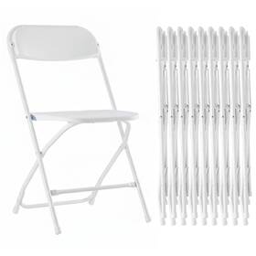 Healsmart 3a88fncharfoldhdpewhtx10v4-a 10-pack Plastic Folding Chair Portable With Metal Frame 330lb Capacit