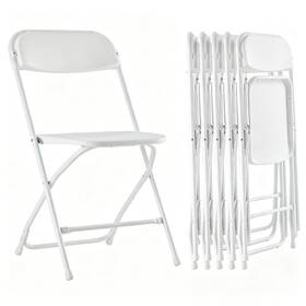 Healsmart 3a88fncharfoldhdpewhtx6v4-a 6-pack Plastic Folding Chair Portable With Metal Frame 330lb Capacity