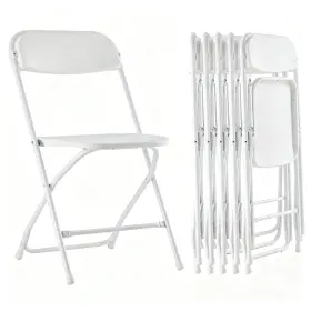 3a88fncharfoldhdpewhtx6v4-a Healsmart 6-pack Plastic Folding Chair Portable With Metal Frame 330lb Capacity