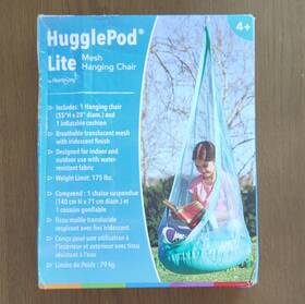 Hearthsong 733657 Hugglepod Lite Mesh Hanging Chair Blue Water-resistant Cushion