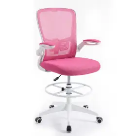 Height Adjustable Drafting Chair Flip Arms Home Office-pink - 019119008609 With Up For Color