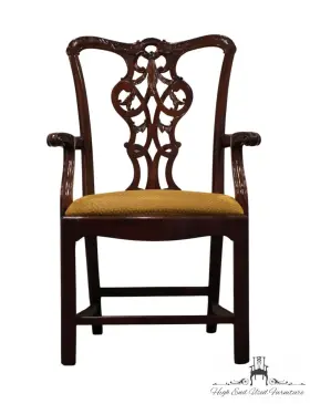 504-131 Henredon Furniture Solid Mahogany Traditional Chippendale Style Dining Arm Ch