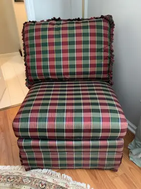 Henredon 706970220805 Custom Folio Upholstered Silk Rolled Back Slipper Chair