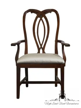 708-62 Henredon Furniture Solid Mahogany Traditional Art Nouveau Inspired Dining Arm