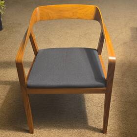 Herman Miller 1387002sft1w Full Twist Arm Chair Walnut Frame Dark Fabric Mark Goetz Geiger