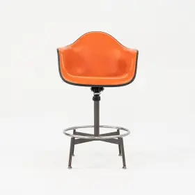 622ta Herman Miller C. 1962 Eames For Draftsmans Arm Chair Stool In Orange