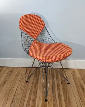 Dkr-2 Herman Miller Eames Chrome Wire Chair Eiffel Base With Girard Checker Bikini