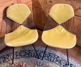 Herman Miller Dkx-1 Pair Of Original Mcm Eames Wire Inch Bikini Chairs Ca 1957
