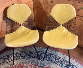Dkx-1 Herman Miller Pair Of Original Mcm Eames Wire Inch Bikini Chairs Ca 1957