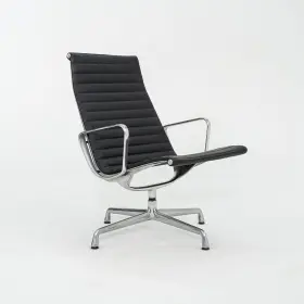 Ea316 Herman Miller 2012 Eames Aluminum Group Black Leather Lounge Chair 6x Available