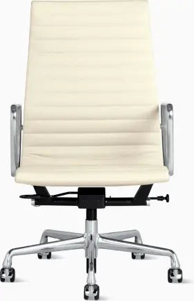 Ea337 Herman Miller New Cream Ivory Eames Aluminum Group Leather High Back Exec Chair