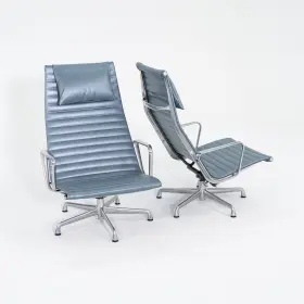 Ea338 Herman Miller 2005 Eames Aluminum Group Reclining Lounge Chairs In Blue 9x Avail