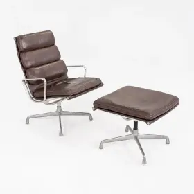 Ea423 Herman Miller 1975 Eames Soft Pad Lounge Chair And Ottoman In Brown Leather