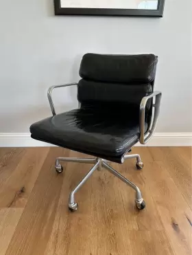 Ea435 Herman Miller 1990 Eames Soft Pad Management Desk Chair In Black Leather