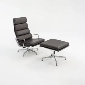 Ea438 Herman Miller 2009 Eames Soft Pad Lounge Chair And Ottoman Brown Leather