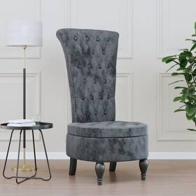 High Chair Dark Grey Velvet Solid Wood Plywood Standard 720845759230 Back
