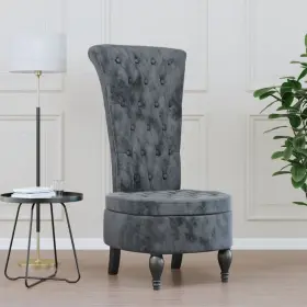 High Chair Dark Grey Velvet Solid Wood Plywood Standard 720845759230 Back