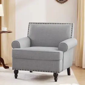 C-2412111618 Hombay Mid-century Modern Accent Chair Upholstered Armchair With Nailhead Trim Round Arms