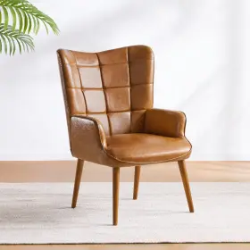 C-2412131515 Hombay Modern Faux Leather Accent Chair Upholstered Armchair For Living Room Bedroom