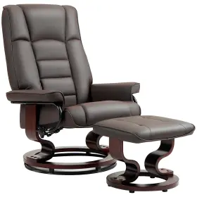 Homcom 196393040737 Faux Leather Reclining Chair Swivel Ottoman Recliner With Otto