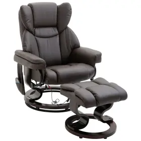 Homcom 196393069134 Massage Recliner Chair Brown With Ottoman 10-point Vibrating Swivel For B