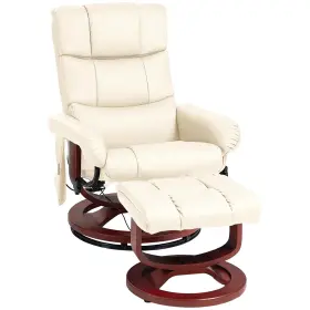 Homcom 196393335444 Massage Recliner Chair With Ottoman Swivel And Footrest Fau