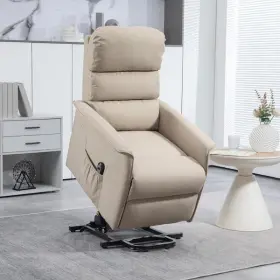 Homcom 673986208014 Power Lift Chair Beige Polyester With Remote Control Side Pockets Set Of 1