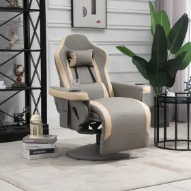 839-167 Homcom Manual Recliner Armchair Pu Leather Lounge Chair With Grey 32.25 Inch W X 36.5