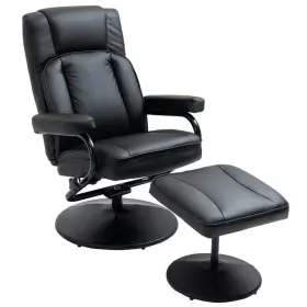 839-200bk Homcom Manual Recliner Nft Ottoman Set 360 Swivel Ergonomic Plush Foam Padding