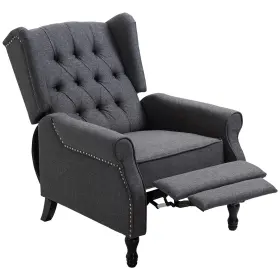 Homcom 842525153447 Fabric Upholstered Wingback Recliner Tufted Back Linen Arm Chair With Foo