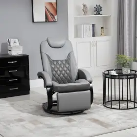 26.5ftftx33.75ftftx Homcom 842525164962 Pu Recliner Reading Armchair With Footrest Headrest Grey