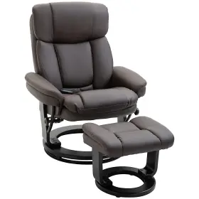 Us700-112v81bn0131 Homcom Pu Leather Massage Recliner Chair Ottoman 10 Point Swivel