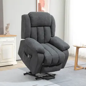 Us713-093v800141 Homcom Lift Chair With Massage For Elderly Big And Tall Linen Recliner Sofa Grey