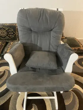Us833-506v010141 Homcom Rocking Glider Rocker Lounger Accent Chair With Ottoman Set Suede Footrest