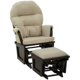 Us833-506v010145 Homcom 2pc Living Room Rocker Lounger With Ottoman Set And Suede Footrest Cream White