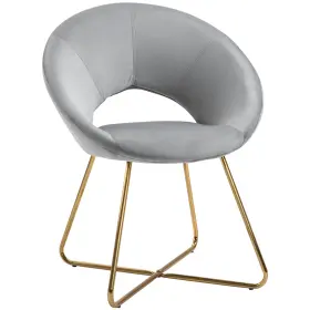 Us833-935v80gy0145 Homcom Mid Century Leisure Lounge Velvet Touch Fabric Chair With Sturdy Metal Base