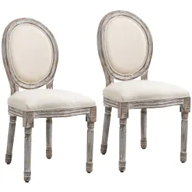 Us835-114v010145 Homcom Vintage Armless Dining Chairs Set Of 2 French Chic Side Cream White