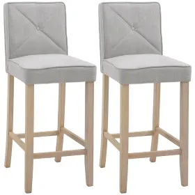 Us835-200cw0145 Homcom 2 Pcs Bar Stools Dining Chair With Footrest Solid Wood Leg Home Pub Beige