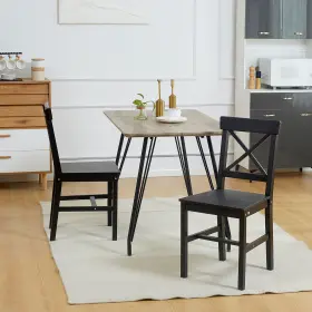 Us835-911v00bk0141 Homcom Farmhouse Wooden Dining Chairs Set Of 2 With Cross Back Black