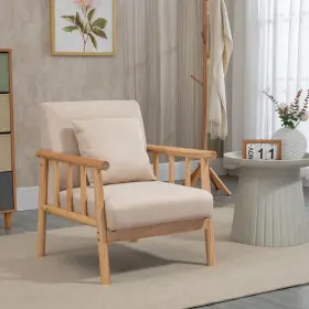 Us839-626v00bg0141 Homcom Accent Chairs Upholstered Arm Chair Living Room With Pillow