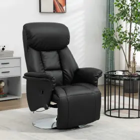 Us839-848v80bk0146 Homcom Adjustable Swivel Recliner Chair With Padded Arms Black